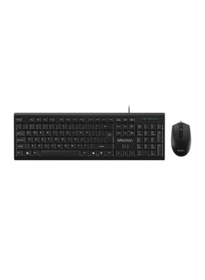 ميشين مجموعة لوحة مفاتيح وماوس سلكية USB من Meetion MT-C100 - أسود، مريحة - Image 1
