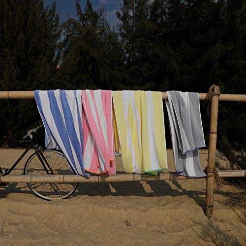 HENBAY Cotton Oversized Beach Towel - Large 70 x 35 Inch Pool Towel, Smoke Blue Striped Quick Dry Swimming Cabana Towel - Image 5