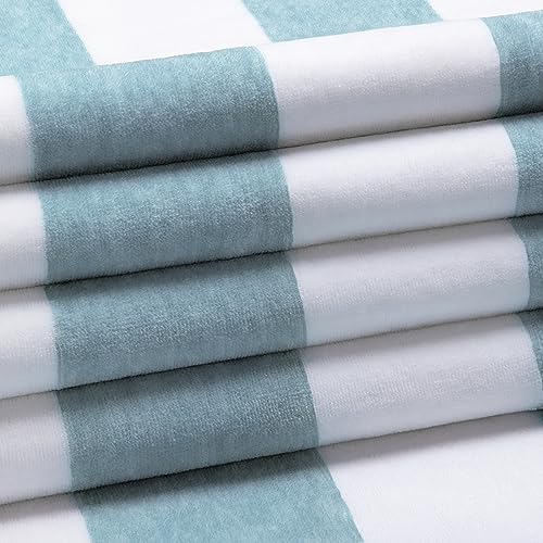 HENBAY Cotton Oversized Beach Towel - Large 70 x 35 Inch Pool Towel, Smoke Blue Striped Quick Dry Swimming Cabana Towel - Image 2