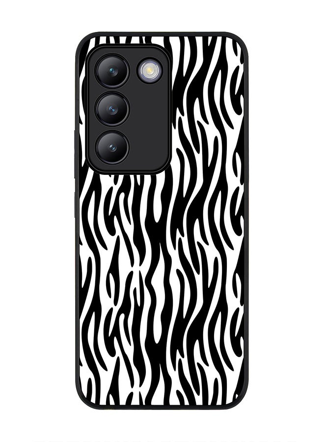 Stylizedd Rugged Black edge case for Vivo V30 Lite 5G, Slim fit Soft Case Flexible Rubber Edges Anti Drop TPU Gel Thin Cover -  Zebra Stripes - Image 1