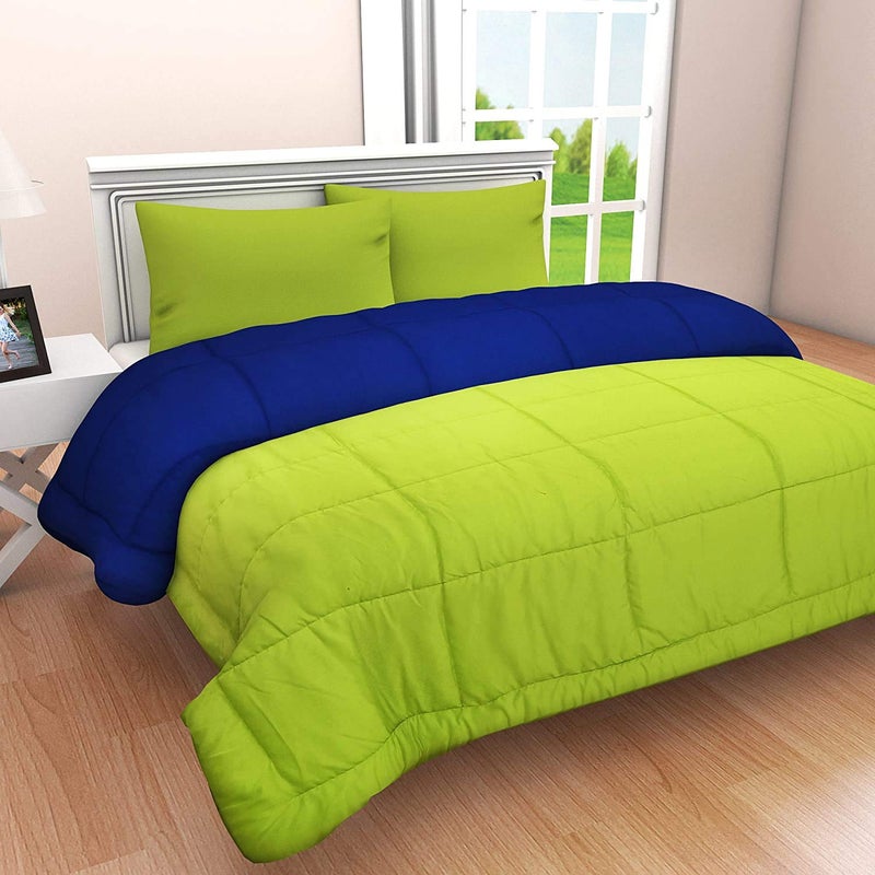 SHOPINGTRADE Microfibre Reversible Comforter, Double Bed 250 GSM (Multicolour) Blue & Green - Image 3