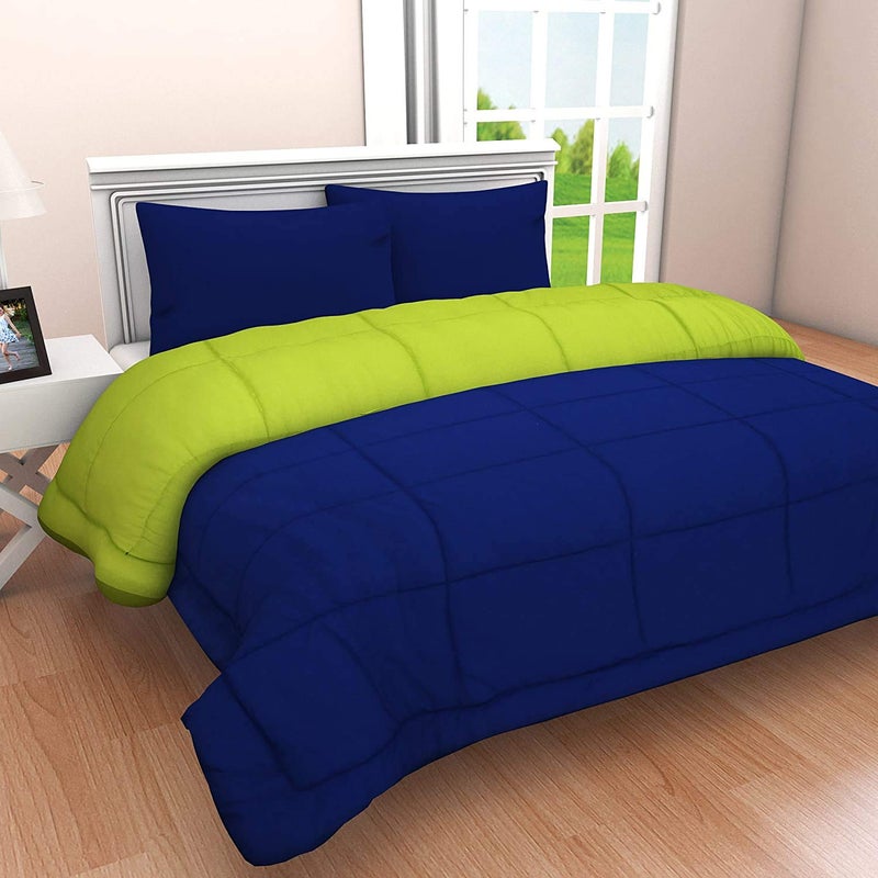 SHOPINGTRADE Microfibre Reversible Comforter, Double Bed 250 GSM (Multicolour) Blue & Green - Image 2