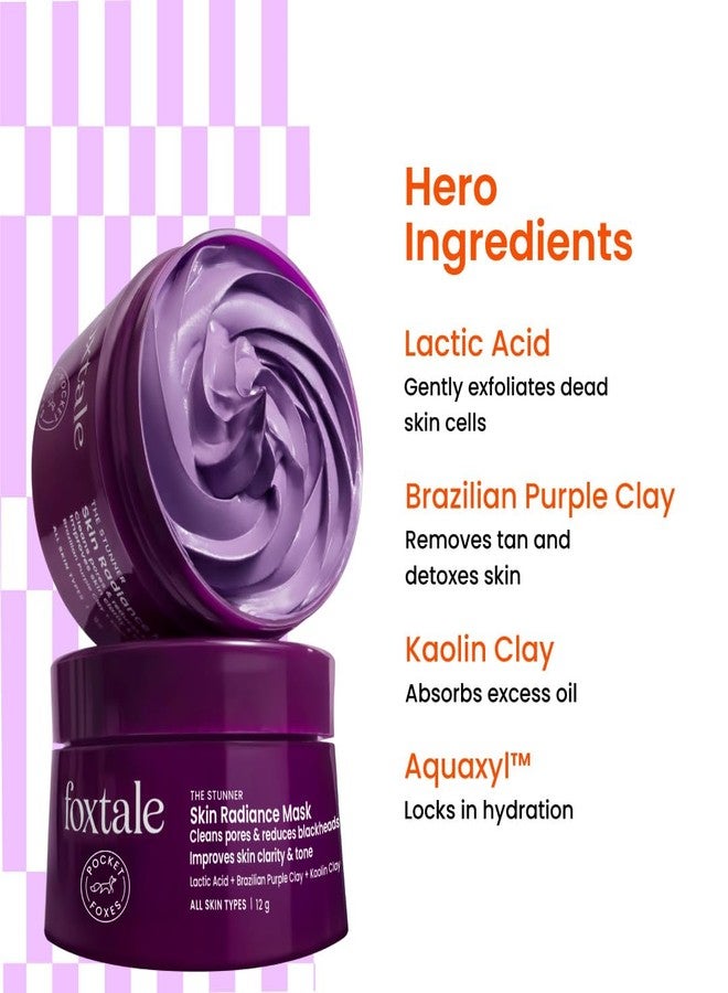 Foxtale De-Tan Face Mask for Glowing Skin | Mini Pack for Travel | Clay Mask with Lactic Acid for Tan Removal, Reduction in Blackheads, Instant Brightening | New-Age Ubtan Face Pack for All Skin Types | Men & Women - 12g - Image 4