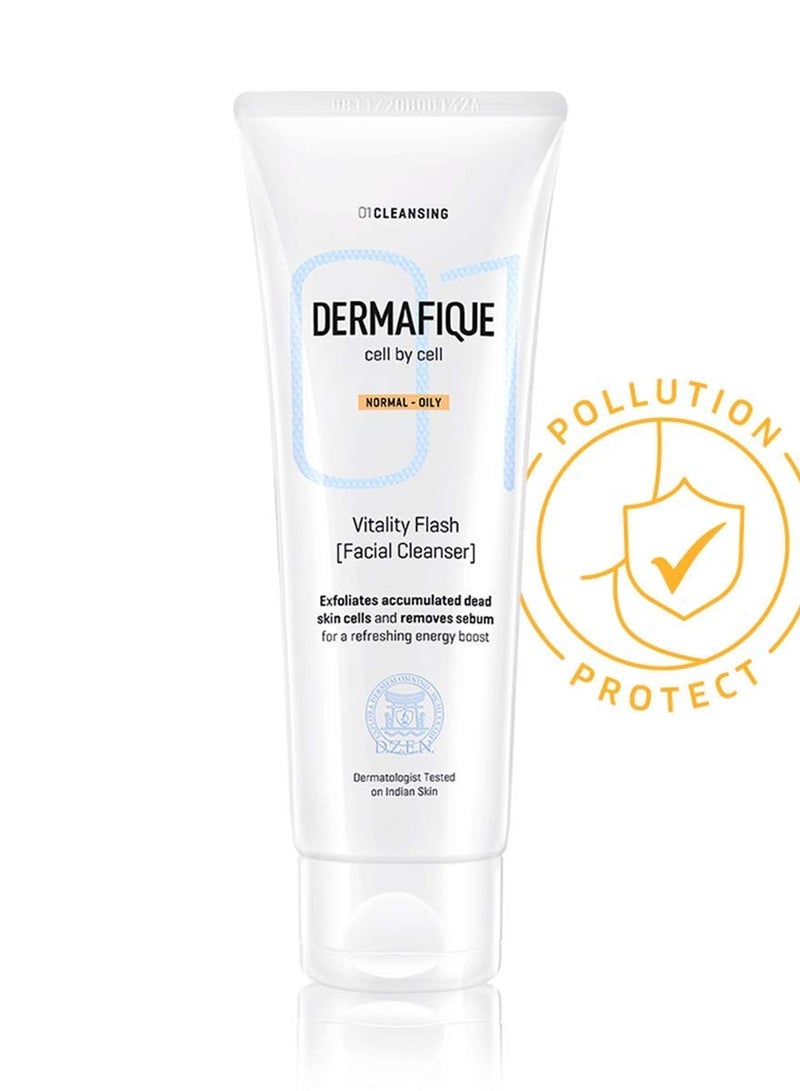 Dermafique Vitality Flash Facial Cleanser Exfoliating Face wash - Image 1