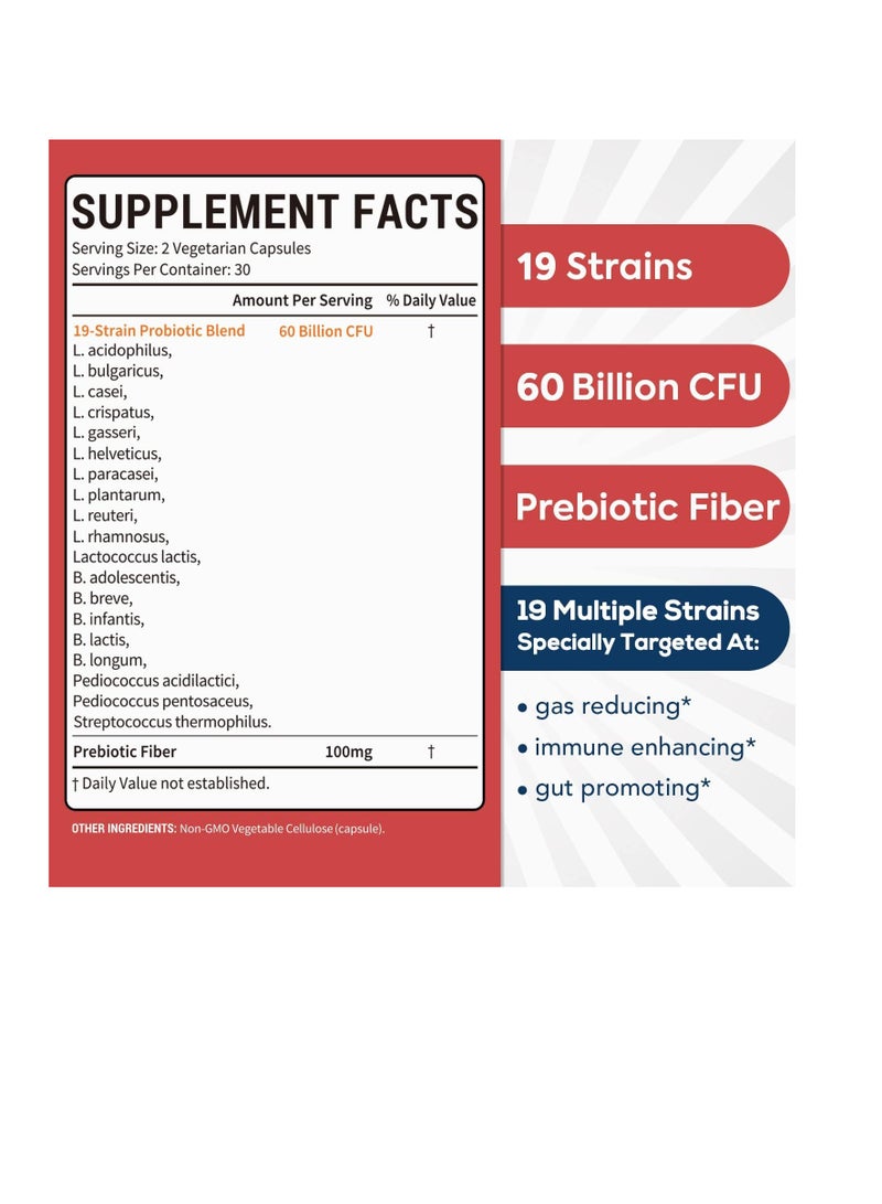 شورباونتي 2 في 1 بروبيوتيك للعناية اليومية، 60 مليار وحدة تشكيل مستعمرة، 19 سلالة، 60 كبسولة - Image 2