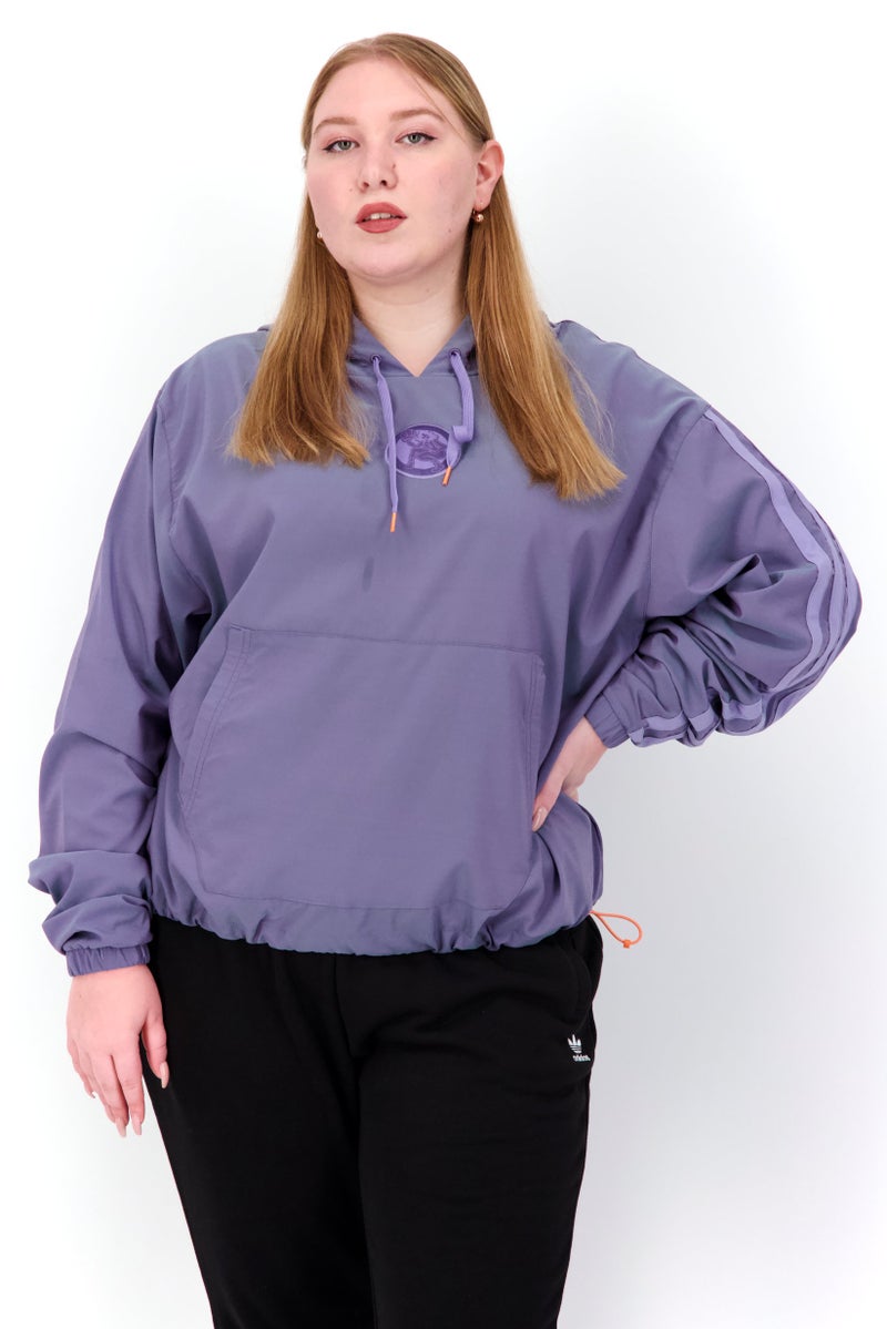Adidas Women Plus Size Fit Hooded Long Sleeve Running Hoodies, Lavender - Image 1