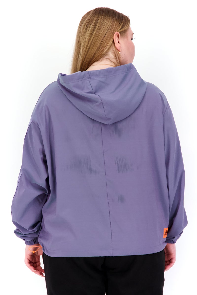 Adidas Women Plus Size Fit Hooded Long Sleeve Running Hoodies, Lavender - Image 3