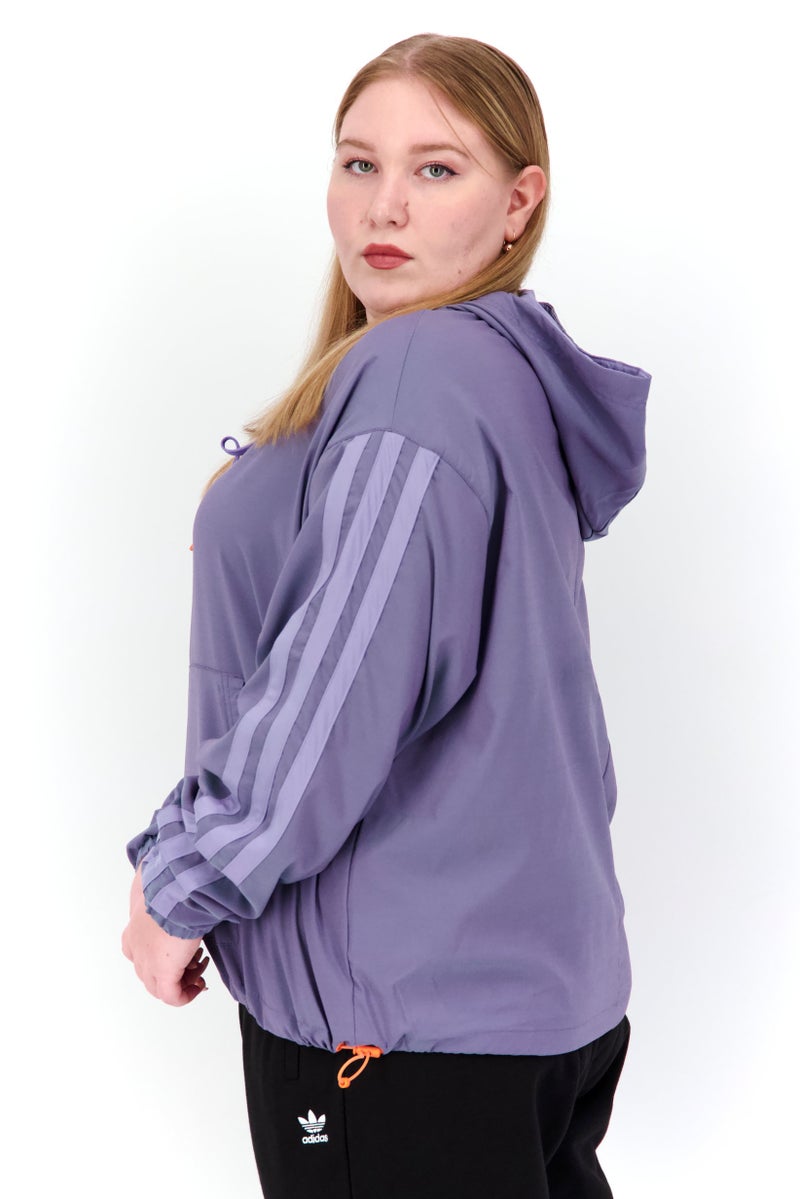 Adidas Women Plus Size Fit Hooded Long Sleeve Running Hoodies, Lavender - Image 4