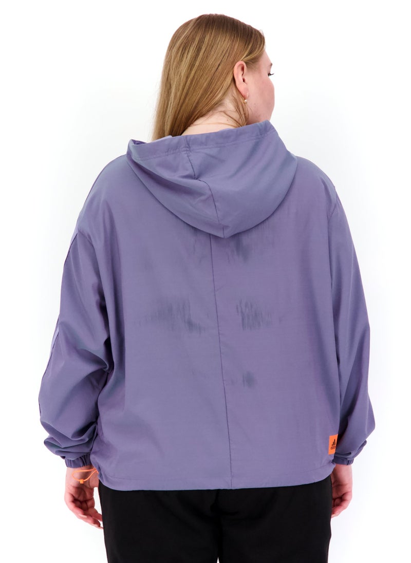 Adidas Women Plus Size Fit Hooded Long Sleeve Running Hoodies, Lavender - Image 5