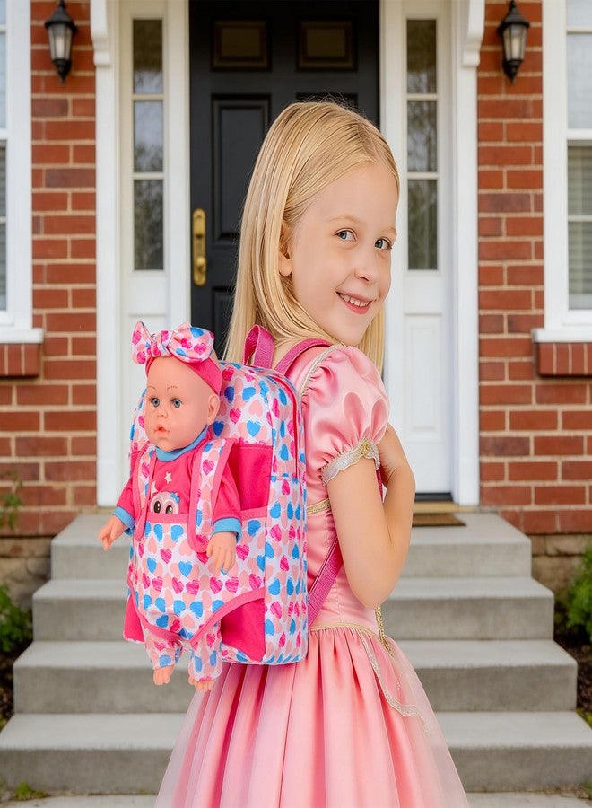 iBayda 12" Baby Doll in Gift Box with Backpack Carrier, Clothes, Feeding Bottle, Pacifier, Diaper and a Toy Rabbit Accessories, First Baby Dolls for Girls 3 Years and Up - Image 5