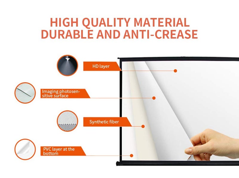 Cocar P1-SN50 50 inch Portable Projection Screen for Mini/Professional LED/LCD/DLP Projector Self Standing Pull-Out Style Indoor Outdoor Home Cinema - 4:3/16:9 Compatiable - Image 3