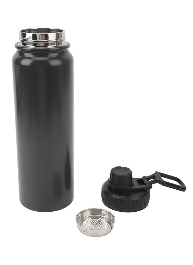Insulated sports water bottle 1000ml Stainless Steel Reusable Water Bottle, Fitness Water Bottle for Gym, Travel, Camping, BPA Free Keep Cold 24H Hot 12H Black 1L