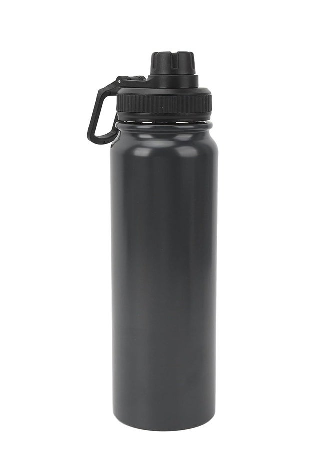 Insulated sports water bottle 1000ml Stainless Steel Reusable Water Bottle, Fitness Water Bottle for Gym, Travel, Camping, BPA Free Keep Cold 24H Hot 12H Black 1L