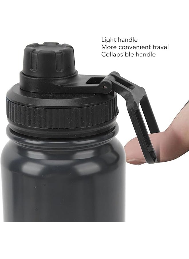 Insulated sports water bottle 1000ml Stainless Steel Reusable Water Bottle, Fitness Water Bottle for Gym, Travel, Camping, BPA Free Keep Cold 24H Hot 12H Black 1L