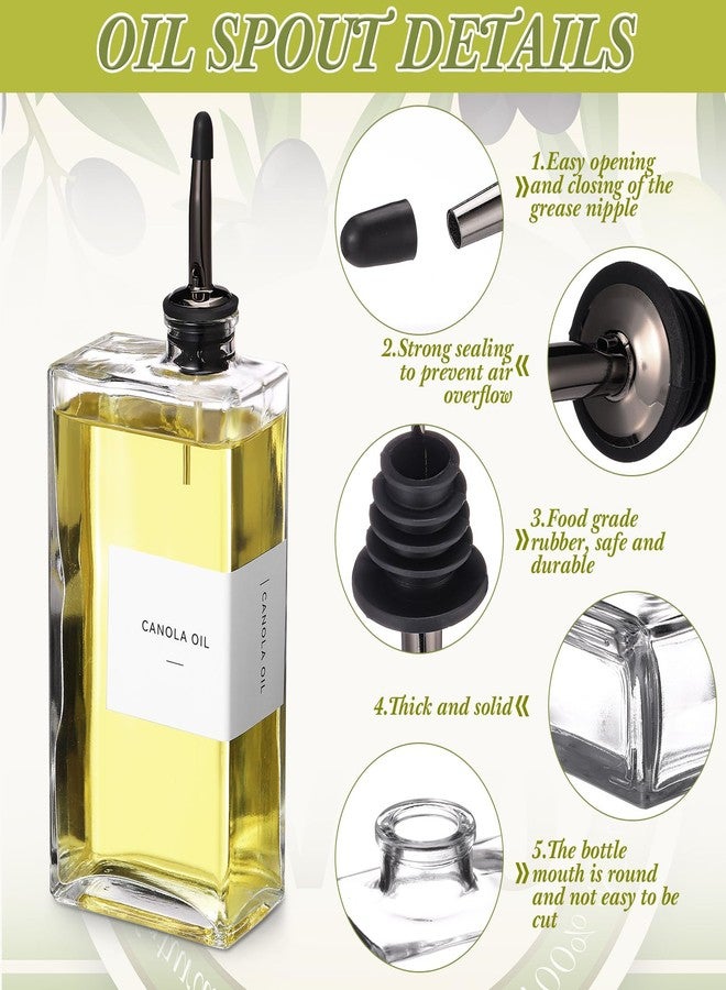 Reallnaive 6 Sets Olive Oil Dispenser Bottles for Kitchen with Nozzles Funnel Labels Cooking Oil Dispenser 500ml Set for Kitchen Vinegar Coffee Syrup (Black) - Image 3