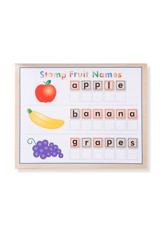 Melissa & Doug Deluxe Letters and Numbers Wooden Stamp Set ABCs 123s With Activity Book, 4-Color Stamp Pad  - Image 4