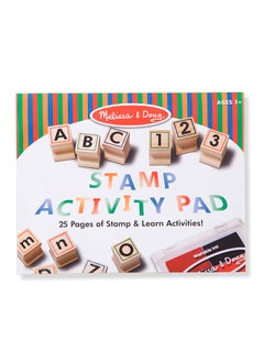 Melissa & Doug Deluxe Letters and Numbers Wooden Stamp Set ABCs 123s With Activity Book, 4-Color Stamp Pad  - Image 2