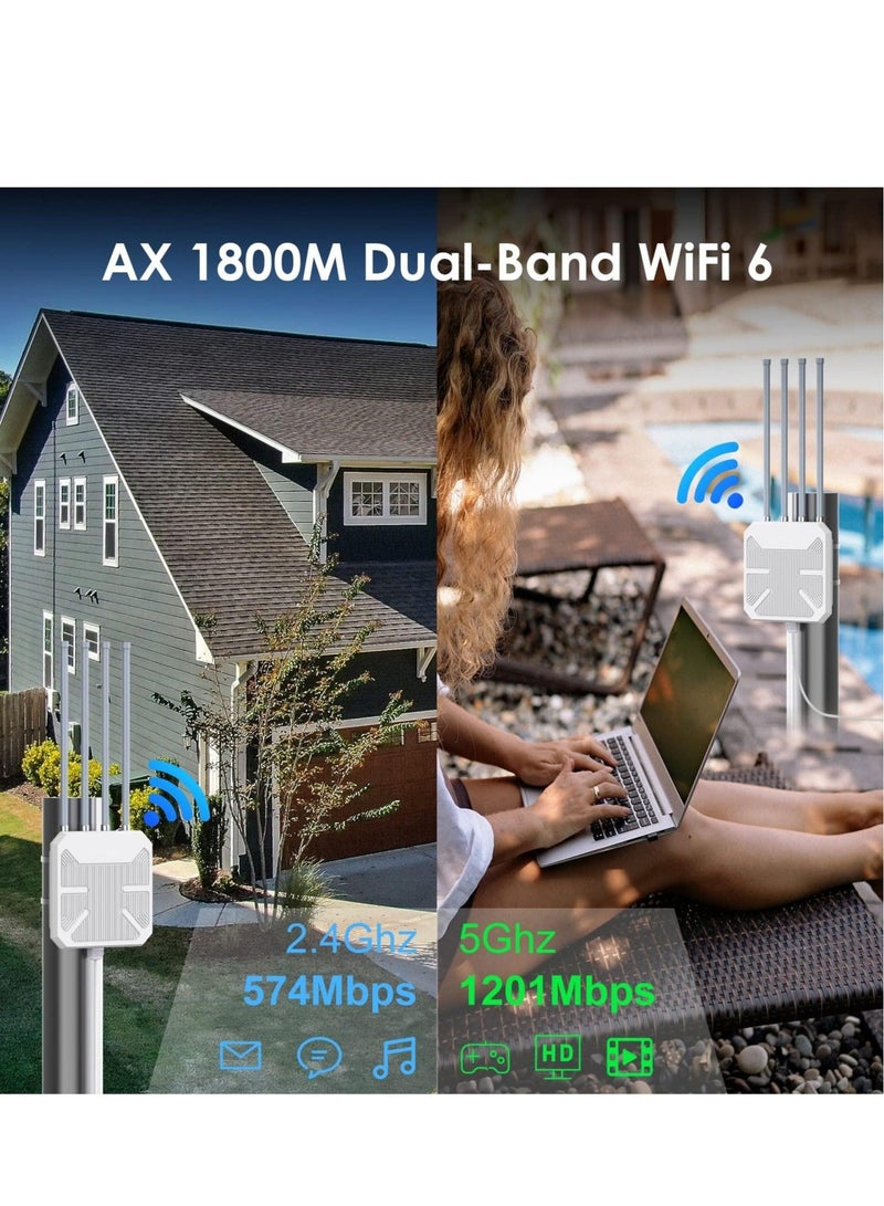 Captaintech AX1800 WiFi 6 Wireless Outdoor Access Point, Long Range Outdoor Dual Band WiFi Range Mesh Extender AP/Repeater IP67 with Passive/Active POE, Up to 128 Devices for Farm, Yard, RV, Campsite, Park - Image 2