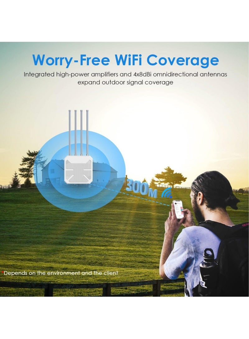 Captaintech AX1800 WiFi 6 Wireless Outdoor Access Point, Long Range Outdoor Dual Band WiFi Range Mesh Extender AP/Repeater IP67 with Passive/Active POE, Up to 128 Devices for Farm, Yard, RV, Campsite, Park - Image 5