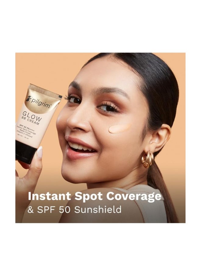 PILGRIM - Glow BB Cream SPF 50 PA++++ Instant Spot Coverage Matte Finish Vitamin C Infused 30 Grams - Image 1