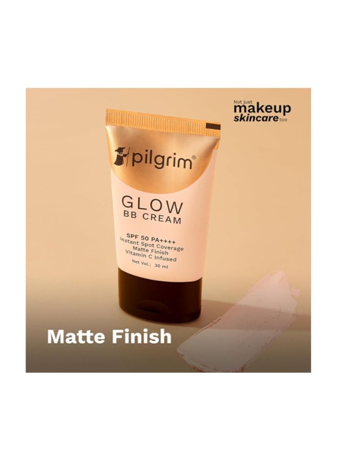 PILGRIM - Glow BB Cream SPF 50 PA++++ Instant Spot Coverage Matte Finish Vitamin C Infused 30 Grams - Image 1