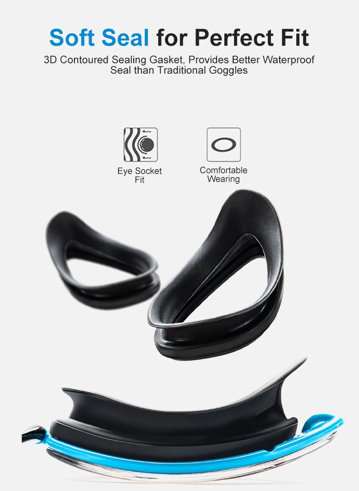 Perfii Premium Electroplating Anti-Fog Adult Swimming Goggles Large Frame, Silicone Seal, and Waterproof Performance - Image 2