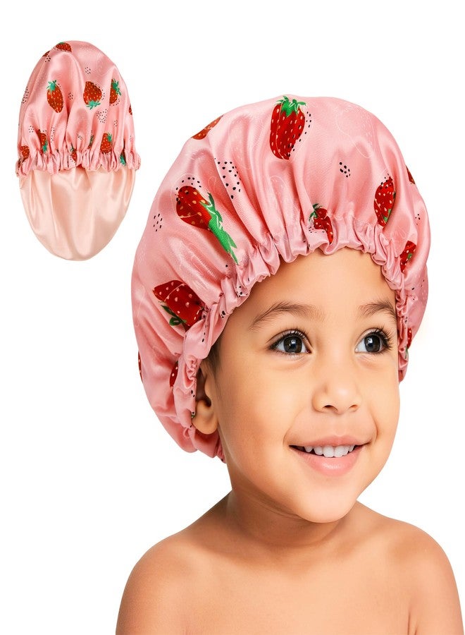 Zando Baby Satin Bonnet for Sleeping Soft and Skin-Friendly Reduce Hair Friction-Tangling and Breakage Adjustable Double Layer Reversible for Baby Bonnets 0-6 Months Strawberry - Image 1