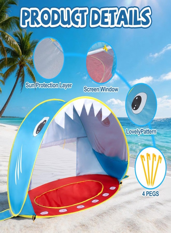 Elfzone Baby Beach Tent - Shark Pop Up Beach Tent Sun Shade for Beach, Portable Shade Pool UV Protection Sun Shelter for Outdoor Travel, Camping - Image 4