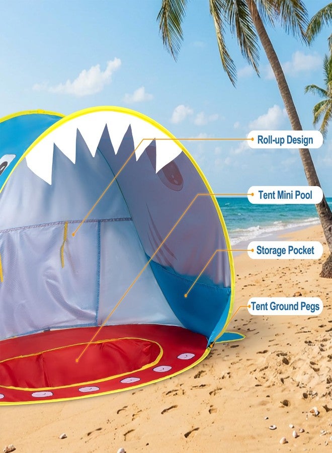 Elfzone Baby Beach Tent - Shark Pop Up Beach Tent Sun Shade for Beach, Portable Shade Pool UV Protection Sun Shelter for Outdoor Travel, Camping - Image 5
