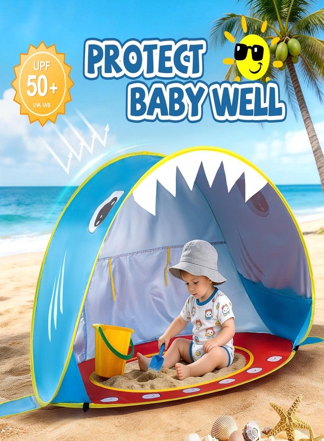 Elfzone Baby Beach Tent - Shark Pop Up Beach Tent Sun Shade for Beach, Portable Shade Pool UV Protection Sun Shelter for Outdoor Travel, Camping - Image 2