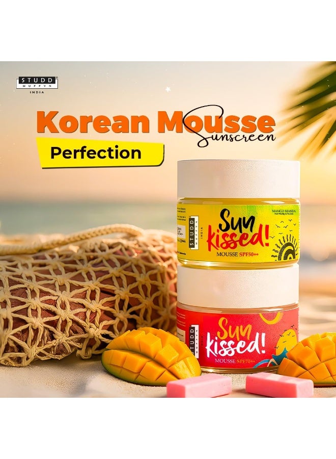 Studd Muffyn | Sun Kissed Mousse Sunscreen Combo | SPF 50++ Mango Mania & SPF 70++ Bubblegum Blast | Lightweight Mousse Sunscreen | Non Greasy | No White Cast | UVA UVB Protection | For All Skin Types - Image 3