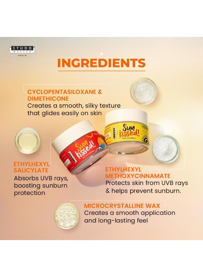 Studd Muffyn | Sun Kissed Mousse Sunscreen Combo | SPF 50++ Mango Mania & SPF 70++ Bubblegum Blast | Lightweight Mousse Sunscreen | Non Greasy | No White Cast | UVA UVB Protection | For All Skin Types - Image 4