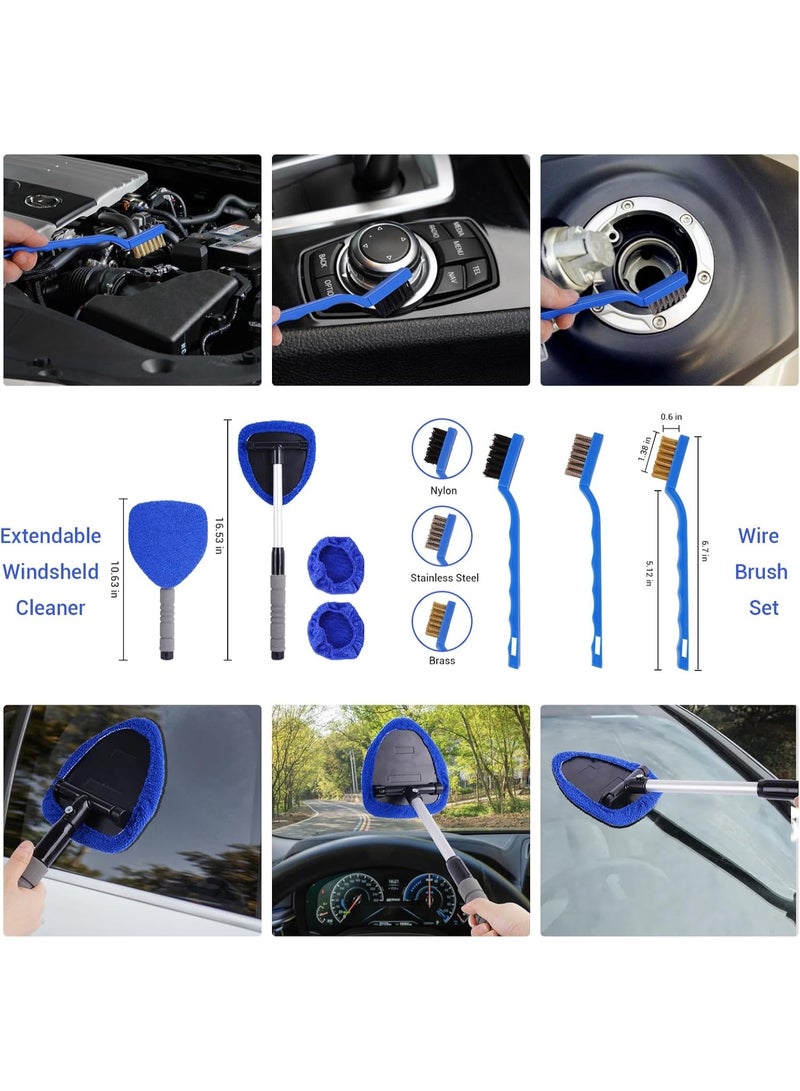 YelaJoy 26-Piece Car Detailing Brush Set – Complete Car Washing Kit with Drill Brushes, Detail Brushes, Retractable Windshield Cleaner, Towels & Glove – For Interior, Exterior, Air Vents, Wheels - Image 5