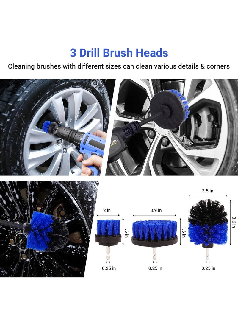 YelaJoy 26-Piece Car Detailing Brush Set – Complete Car Washing Kit with Drill Brushes, Detail Brushes, Retractable Windshield Cleaner, Towels & Glove – For Interior, Exterior, Air Vents, Wheels - Image 2