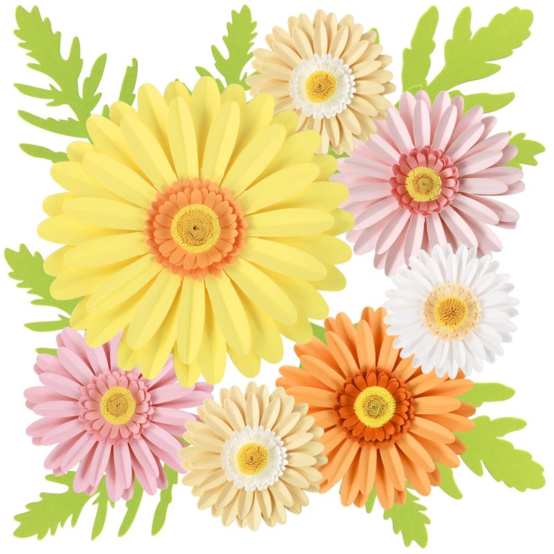 PAPER JAZZ Daisy Paper Flower Decoration, Daisy Wall Decoration Party Birthday Decoration, 3D Artificial Paper Flower Wall Stickers for Spring Party, Wedding, Living Room, Bedroom. - Image 1
