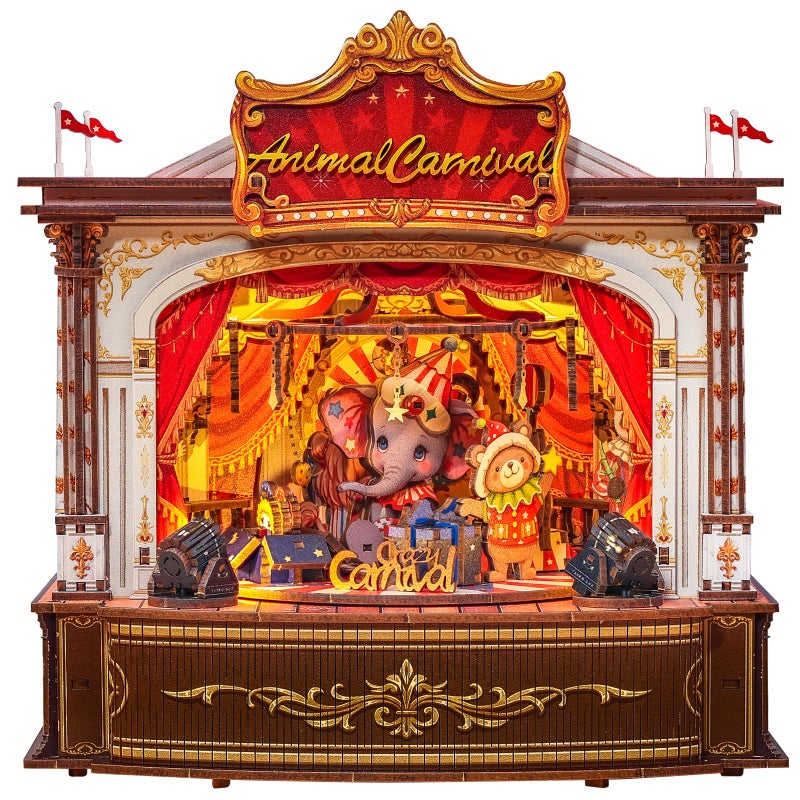 CUTEBEE 3D Wooden Puzzles Music Box MerrygoRound DIY Book Nook Rotating Mechanical Model Building Kit Wooden Music Box Kit with LED Craft Hobbies Kit for Adults Birthday for Adults - Image 3