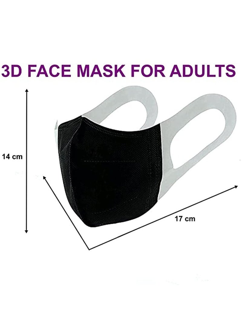 Generic 3D Pro Protective Face Mask Pack Of 50 Full Black  - Image 2