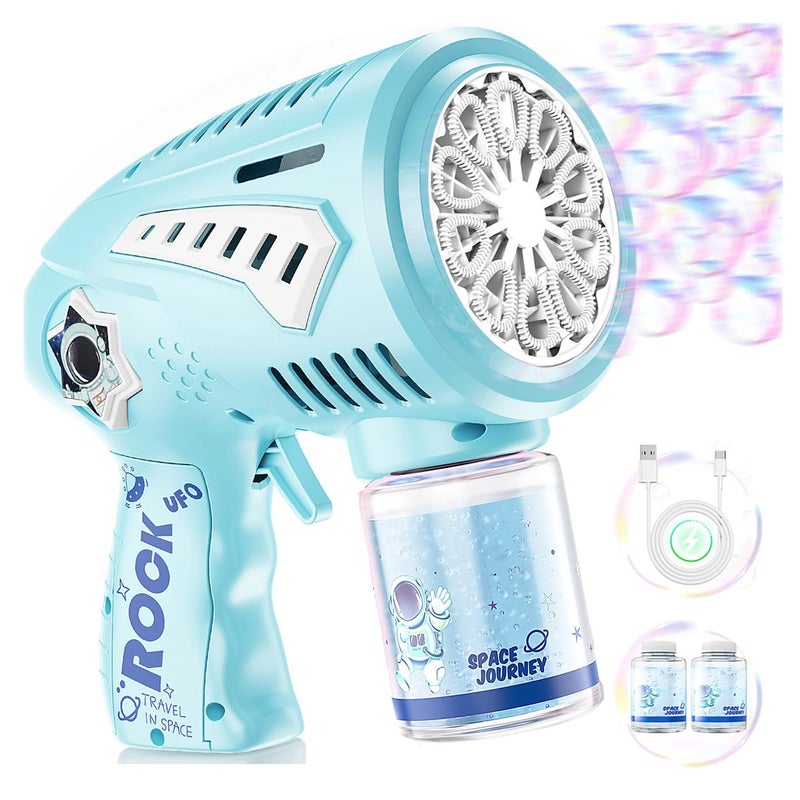 Boerfmo Rechargeable Bubble Gun Bubble Machine with 10 LargerSize Wands LED Light USBC Bubbles Toys for Kids Toddlers Gifts Ideas for Age 315 Boys Girls Parties Favors Birthday Easter - Image 3