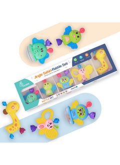 R for Rabbit R for Rabbit Jingle Safari Infant Kids Rattles Toys Set for New Born Baby Lightweight 5 Pcs Combo Toy Set for 0 to 24 Month Children (Multicolor)  - Image 1
