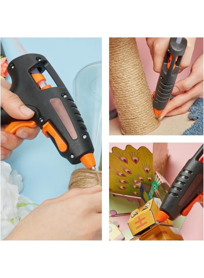 Cordless Glue Gun -15W 3.7V Black - Hot Melt Glue Gun with 20 Glue Sticks (7.4x200mm) and USB Cable Battery Operated Glue Gun DIY Tool for Art Crafts Decorations - Image 5