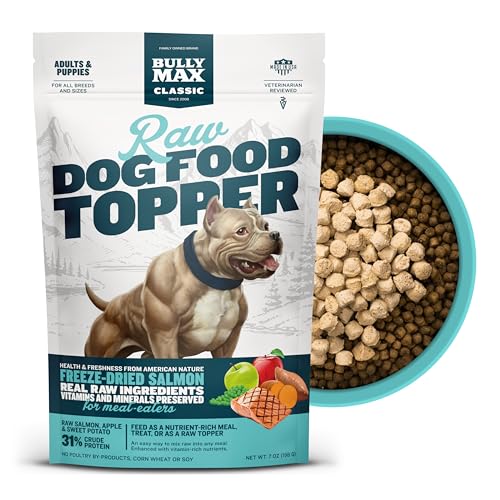 Bully Max Freeze-Dried Raw Dog Food Toppers for Puppies & Adult Dogs - Salmon with Real Fruits & Veggies - Meal Enhancers with Vitamins & Minerals - Feed as Puppy Treat or Dog Meal - Image 1
