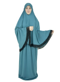 DAMAS COLLECTION Two Piece Islamic prayer dress women with Lace - Prayer Clothes for Women - Prayer Abaya For women - Jilbab 2 piece, Umrah essentials for women - Prayer set  - Image 1