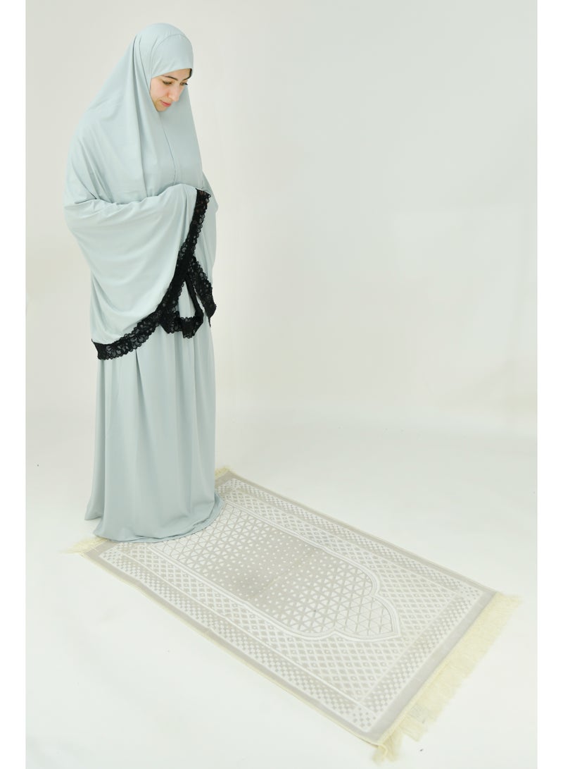 DAMAS COLLECTION Two Piece Islamic prayer dress women with Lace - Prayer Clothes for Women - Prayer Abaya For women - Jilbab 2 piece, Umrah essentials for women - Prayer set - Image 2