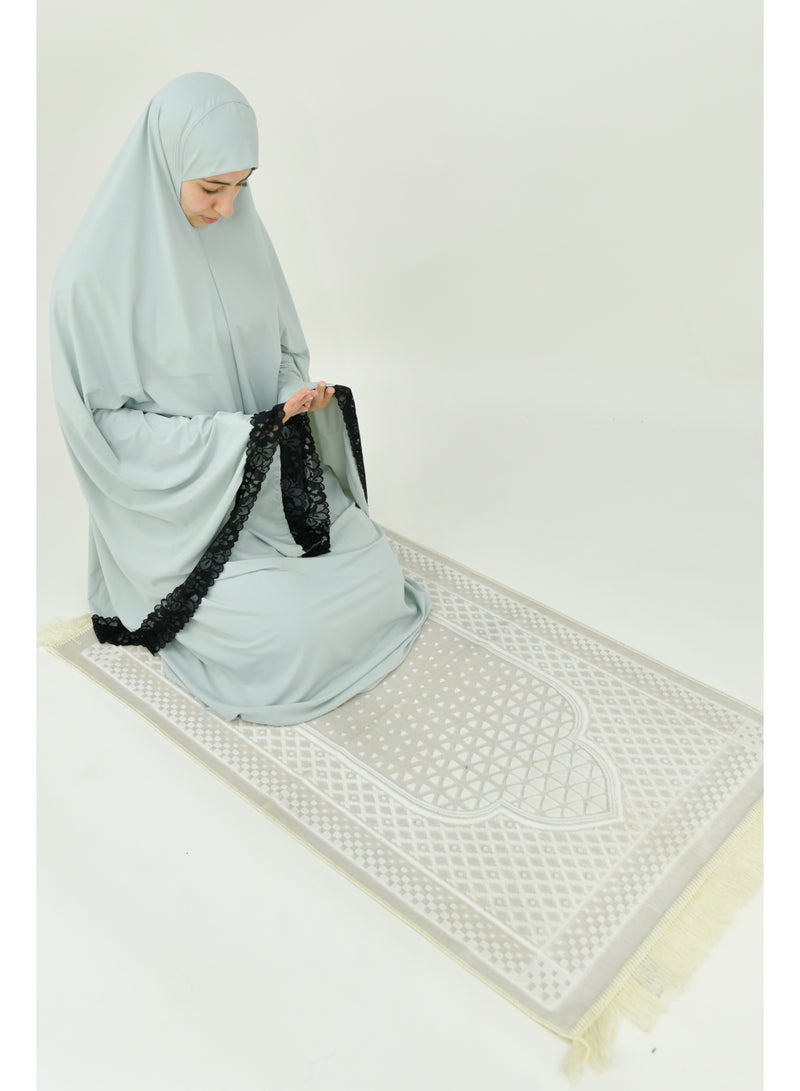 DAMAS COLLECTION Two Piece Islamic prayer dress women with Lace - Prayer Clothes for Women - Prayer Abaya For women - Jilbab 2 piece, Umrah essentials for women - Prayer set - Image 3