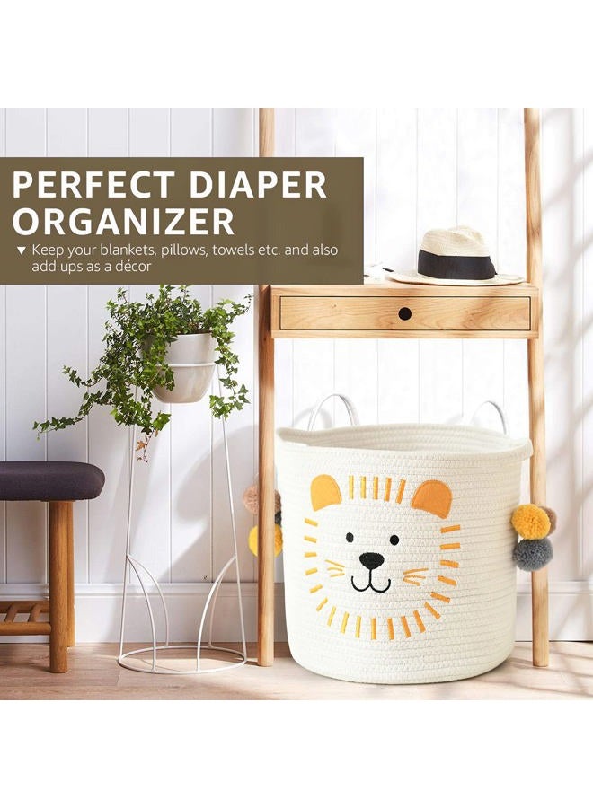 Inough Toy Storage Baskets Cute Laundry Basket With Handles Dog Durable Large Cotton Rope Bins Home Organizer Solution For Office, Bedroom, Closet, Toys & (Lion) - Image 2