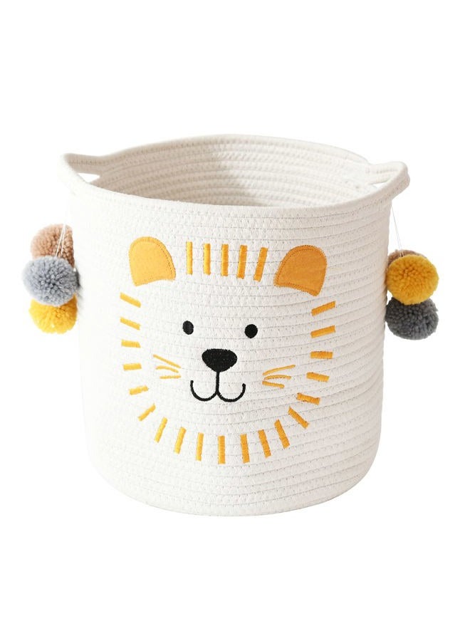 Inough Toy Storage Baskets Cute Laundry Basket With Handles Dog Durable Large Cotton Rope Bins Home Organizer Solution For Office, Bedroom, Closet, Toys & (Lion) - Image 1