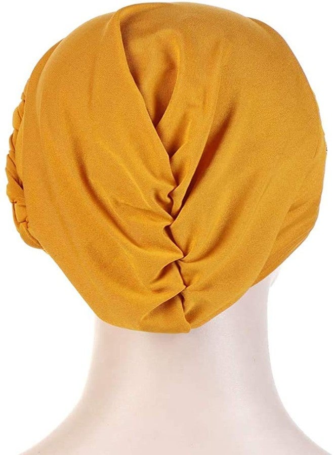 canjoyn Women Girls Turban Hat, Rhinestone Pearl Braid Turban Head Wrap Baggy Slouchy Beanie Chemo Cap Headwear Hair Wrap - Image 5