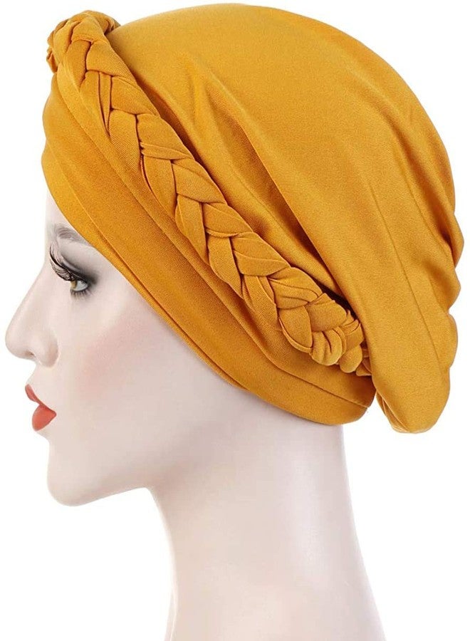 canjoyn Women Girls Turban Hat, Rhinestone Pearl Braid Turban Head Wrap Baggy Slouchy Beanie Chemo Cap Headwear Hair Wrap - Image 4