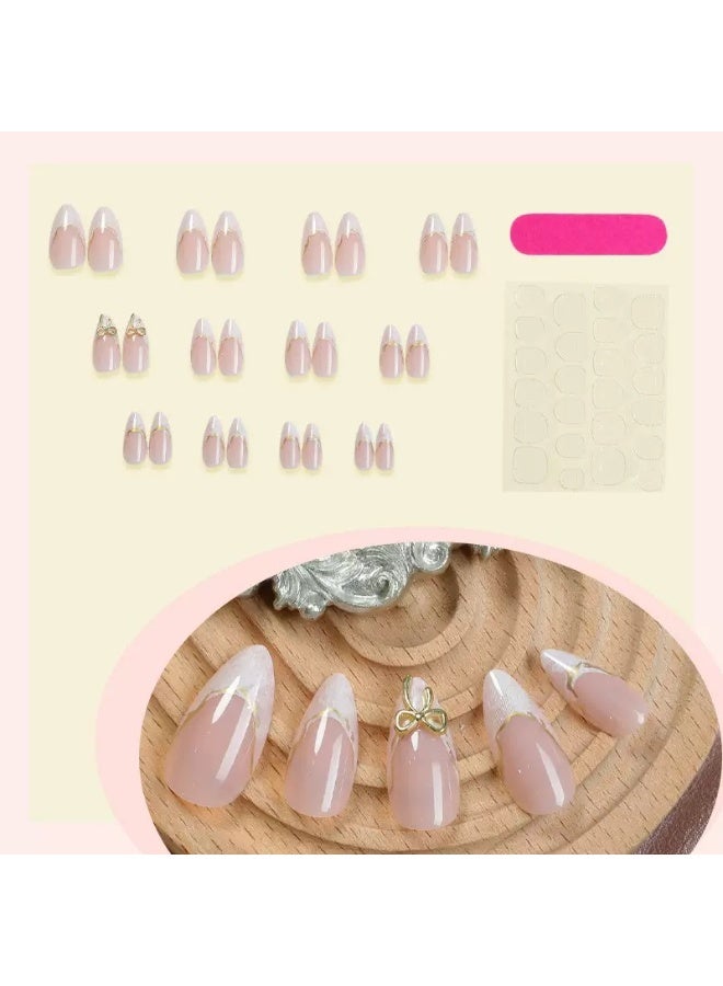 سنسيب نوع الأظافر: أظافر فرنسية ملصقة - حزمة جل ناعم، أظافر فرنسية مزيفة قصيرة، أظافر صالونية الجودة، أظافر ملصقة بسلاسة، أظافر ملصقة بالغراء للنساء، فن الأظافر، تزيين الأظافر. - Image 3