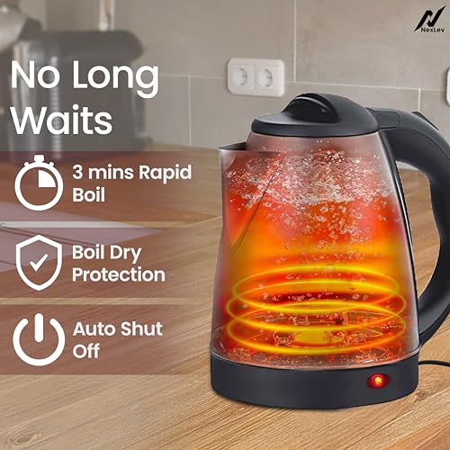 NexLev 1500W Electric Water Kettle | 1.8L | 304 SS - Auto Cut Off | 3x Protection| Instant Boiling, Water, Tea, Coffee, Noodles, Soup | Cool Touch Handle & Lid | 3Mins Rapid Heating | Cordless | KE-03 - Image 3